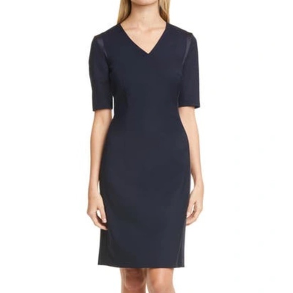 Hugo Boss Datiso Stretch Wool Sheath Dress in Blue Size 8 - Picture 1 of 9